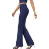 imageWomens Bootcut Dress Pants Business Casual Work Pants with Pockets High Waist Stretchy Trousers Pull On Office SlacksNavy Blue
