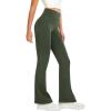 imageWomens Flare Yoga Pants High Waisted Flared Leggings Bootcut Workout Bell Bottoms Leggings Tummy ControlArmy Green