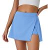 imageWomens Tennis Skirt with Pockets Shorts Crossover High Waisted Athletic Skorts Skirts for Golf Running WorkoutZ4sky Bluesplit