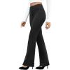 imageWomens Work Pants Business Casual Pants High Waisted Yoga Flare Leggings with Pockets Dress Slacks Tummy ControlBlack