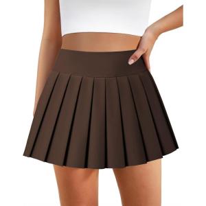 imagePleated Skirts for Women High Waisted Tennis Skirt Athletic Skorts with Pockets Shorts Workout Golf SkortBrown