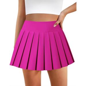 imagePleated Skirts for Women High Waisted Tennis Skirt Athletic Skorts with Pockets Shorts Workout Golf SkortHot Pink