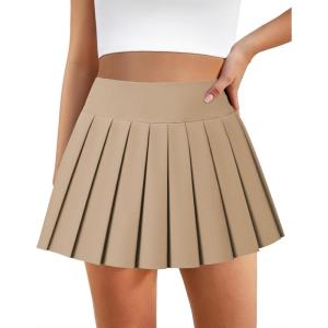 imagePleated Skirts for Women High Waisted Tennis Skirt Athletic Skorts with Pockets Shorts Workout Golf SkortKhaki