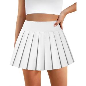 imagePleated Skirts for Women High Waisted Tennis Skirt Athletic Skorts with Pockets Shorts Workout Golf SkortWhite