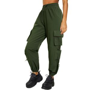 imageQuick Dry Cargo Pants Lightweight Tactical Hiking Pants with 6 Pockets for Women Elastic Waist and WaterResistantArmy Green