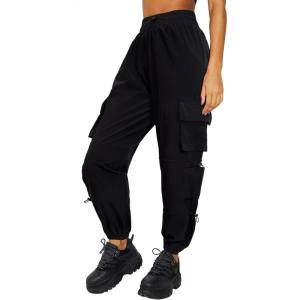 imageQuick Dry Cargo Pants Lightweight Tactical Hiking Pants with 6 Pockets for Women Elastic Waist and WaterResistantBlack