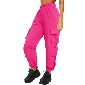 imageQuick Dry Cargo Pants Lightweight Tactical Hiking Pants with 6 Pockets for Women Elastic Waist and WaterResistantHot Pink