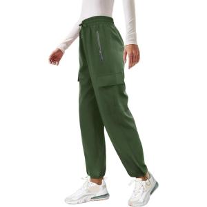imageQuick Dry Cargo Pants Lightweight Tactical Hiking Pants with 6 Pockets for Women Elastic Waist and WaterResistantZipperarmy Green
