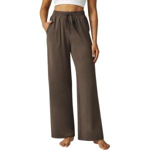 imageWide Leg Pants Women High Waisted Slacks Lounge Baggy Flowy Palazzo Pants with PocketsBrown
