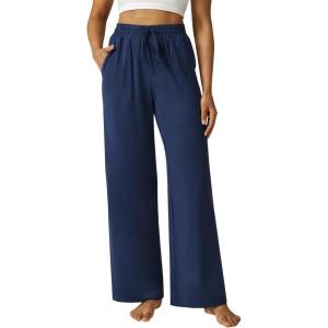 imageWide Leg Pants Women High Waisted Slacks Lounge Baggy Flowy Palazzo Pants with PocketsNavy Blue
