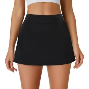 imageWomens Tennis Skirt Golf Athletic Skorts with Shorts Pocket Workout Running Sports Dressy Casual Summer Mini SkirtsBlack