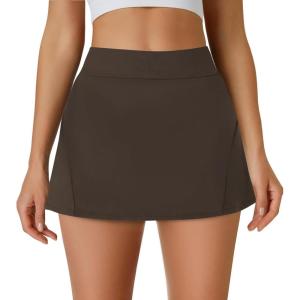 imageWomens Tennis Skirt Golf Athletic Skorts with Shorts Pocket Workout Running Sports Dressy Casual Summer Mini SkirtsBrown