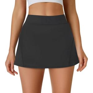 imageWomens Tennis Skirt Golf Athletic Skorts with Shorts Pocket Workout Running Sports Dressy Casual Summer Mini SkirtsDeep Grey