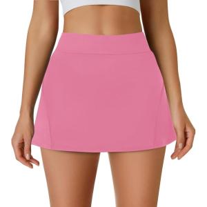 imageWomens Tennis Skirt Golf Athletic Skorts with Shorts Pocket Workout Running Sports Dressy Casual Summer Mini SkirtsHot Pink