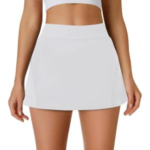 imageWomens Tennis Skirt Golf Athletic Skorts with Shorts Pocket Workout Running Sports Dressy Casual Summer Mini SkirtsWhite