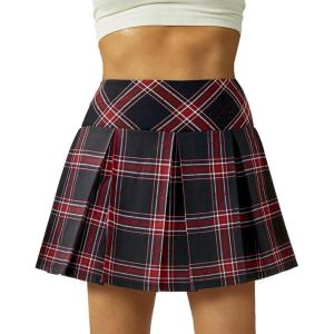 imageWomens Tennis Skirt with Pockets Shorts Crossover High Waisted Athletic Skorts Skirts for Golf Running WorkoutZ1redplaid