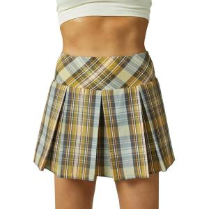 imageWomens Tennis Skirt with Pockets Shorts Crossover High Waisted Athletic Skorts Skirts for Golf Running WorkoutZ1yellowplaid