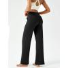 imageWomens Wide Leg Yoga Pants Casual Work Dress Pants Lounge Sweatpants High Waist Comfy Loose Trousers with PocketsBlack