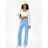 imageWomens Wide Leg Yoga Pants Casual Work Dress Pants Lounge Sweatpants High Waist Comfy Loose Trousers with PocketsBlue
