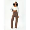 imageWomens Wide Leg Yoga Pants Casual Work Dress Pants Lounge Sweatpants High Waist Comfy Loose Trousers with PocketsBrown