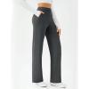 imageWomens Wide Leg Yoga Pants Casual Work Dress Pants Lounge Sweatpants High Waist Comfy Loose Trousers with PocketsGrey