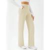 imageWomens Wide Leg Yoga Pants Casual Work Dress Pants Lounge Sweatpants High Waist Comfy Loose Trousers with PocketsKhaki