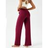 imageWomens Wide Leg Yoga Pants Casual Work Dress Pants Lounge Sweatpants High Waist Comfy Loose Trousers with PocketsWine Red