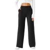 imageWomens Wide Leg Yoga Pants Casual Work Dress Pants Lounge Sweatpants High Waist Comfy Loose Trousers with PocketsBlack