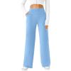 imageWomens Wide Leg Yoga Pants Casual Work Dress Pants Lounge Sweatpants High Waist Comfy Loose Trousers with PocketsBlue
