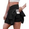 imageWomens Ruffle Tennis Skirt with Shorts Pockets Athletic Crossover Layered Skorts Golf RunningBlack