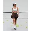 imageWomens Ruffle Tennis Skirt with Shorts Pockets Athletic Crossover Layered Skorts Golf RunningBrown