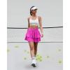 imageWomens Ruffle Tennis Skirt with Shorts Pockets Athletic Crossover Layered Skorts Golf RunningHot Pink
