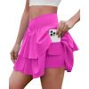 imageWomens Ruffle Tennis Skirt with Shorts Pockets Athletic Crossover Layered Skorts Golf RunningHot Pink