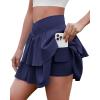 imageWomens Ruffle Tennis Skirt with Shorts Pockets Athletic Crossover Layered Skorts Golf RunningNavy Blue