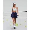 imageWomens Ruffle Tennis Skirt with Shorts Pockets Athletic Crossover Layered Skorts Golf RunningNavy Blue
