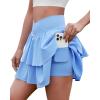 imageWomens Ruffle Tennis Skirt with Shorts Pockets Athletic Crossover Layered Skorts Golf RunningSky Blue