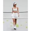 imageWomens Ruffle Tennis Skirt with Shorts Pockets Athletic Crossover Layered Skorts Golf RunningWhite
