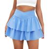 imageWomens Ruffle Tennis Skirt with Shorts Pockets Athletic Crossover Layered Skorts Golf RunningSky Blue