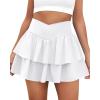 imageWomens Ruffle Tennis Skirt with Shorts Pockets Athletic Crossover Layered Skorts Golf RunningWhite