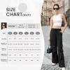 imageWomens Cargo Pants Elastic Waist Wide Leg Parachute Pants with 4 Pockets Baggy Casual Trousers Travel Y2K WaterproofBlack
