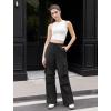 imageWomens Cargo Pants Elastic Waist Wide Leg Parachute Pants with 4 Pockets Baggy Casual Trousers Travel Y2K WaterproofBlack