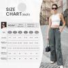 imageWomens Cargo Pants Elastic Waist Wide Leg Parachute Pants with 4 Pockets Baggy Casual Trousers Travel Y2K WaterproofDark Gray