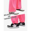 imageWomens Cargo Pants Elastic Waist Wide Leg Parachute Pants with 4 Pockets Baggy Casual Trousers Travel Y2K WaterproofHot Pink
