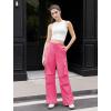 imageWomens Cargo Pants Elastic Waist Wide Leg Parachute Pants with 4 Pockets Baggy Casual Trousers Travel Y2K WaterproofHot Pink