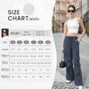 imageWomens Cargo Pants Elastic Waist Wide Leg Parachute Pants with 4 Pockets Baggy Casual Trousers Travel Y2K WaterproofNavy Blue