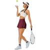 imageTennis Skirt for Women with Pockets Shorts Crossover High Waisted Athletic Golf Skorts Running Workout Skirts 2 in 1Wine Red