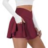 imageTennis Skirt for Women with Pockets Shorts Crossover High Waisted Athletic Golf Skorts Running Workout Skirts 2 in 1Wine Red