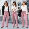 imageWomens Bootcut Dress Pants Business Casual Work Pants with Pockets High Waist Stretchy Trousers Pull On Office SlacksPink