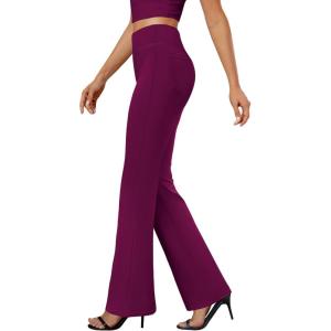 imageWomens Bootcut Dress Pants Business Casual Work Pants with Pockets High Waist Stretchy Trousers Pull On Office SlacksBerry
