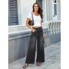 imageWomens Wide Leg Jeans High Waisted Stretchy Denim Pants Elastic Waist Pull On Sweatpant Jeans Trendy Baggy LooseDark Grey